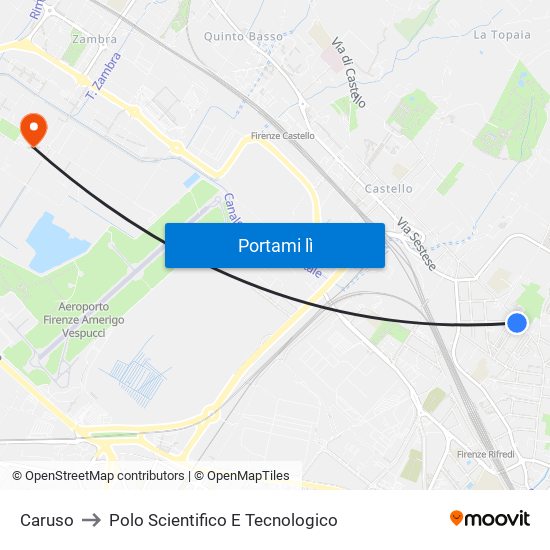 Caruso to Polo Scientifico E Tecnologico map