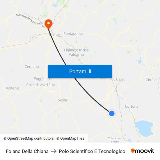 Foiano Della Chiana to Polo Scientifico E Tecnologico map