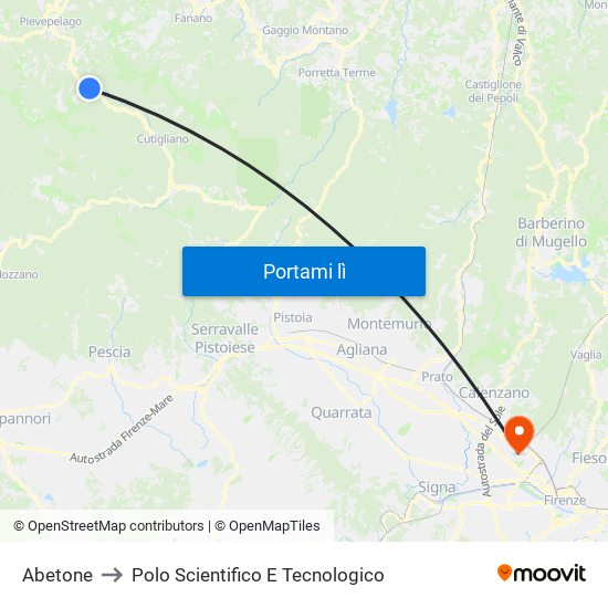 Abetone to Polo Scientifico E Tecnologico map