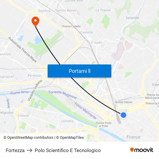 Fortezza to Polo Scientifico E Tecnologico map
