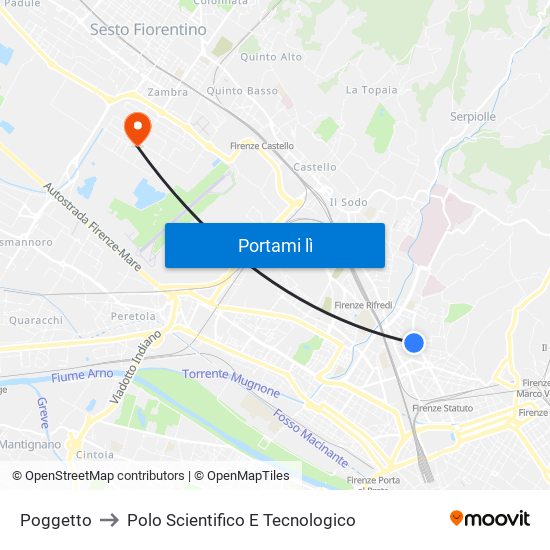 Poggetto to Polo Scientifico E Tecnologico map