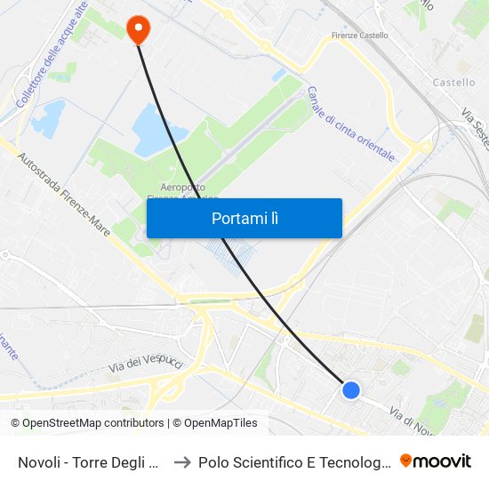 Novoli - Torre Degli Agli to Polo Scientifico E Tecnologico map