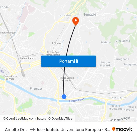 Arnolfo Orcagna to Iue - Istituto Universitario Europeo - Badia Fiesolana map