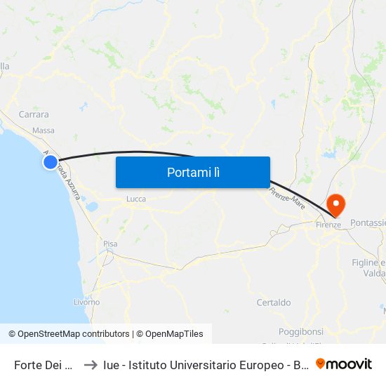 Forte Dei Marmi to Iue - Istituto Universitario Europeo - Badia Fiesolana map