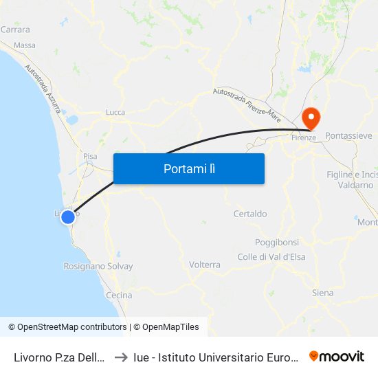 Livorno P.za Della Repubblica to Iue - Istituto Universitario Europeo - Badia Fiesolana map