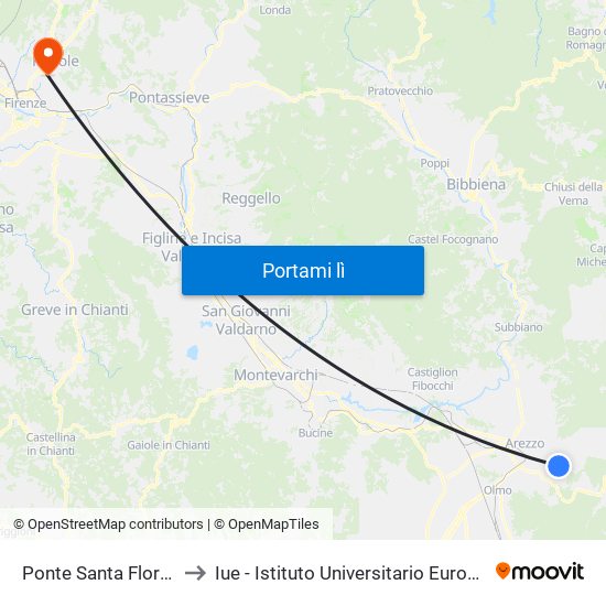 Ponte Santa Flora Vs La Pace to Iue - Istituto Universitario Europeo - Badia Fiesolana map