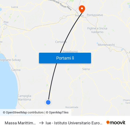 Massa Marittima 24 Maggio to Iue - Istituto Universitario Europeo - Badia Fiesolana map