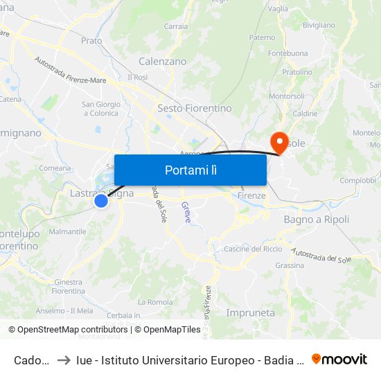 Cadorna to Iue - Istituto Universitario Europeo - Badia Fiesolana map