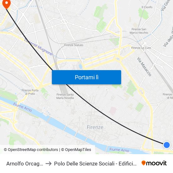 Arnolfo Orcagna to Polo Delle Scienze Sociali - Edificio D4 map