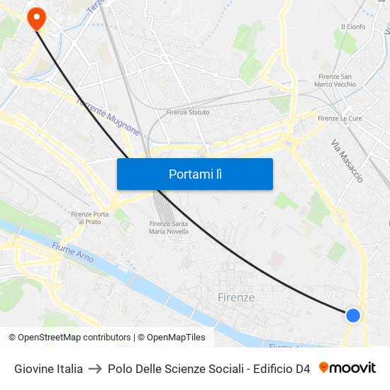 Giovine Italia to Polo Delle Scienze Sociali - Edificio D4 map
