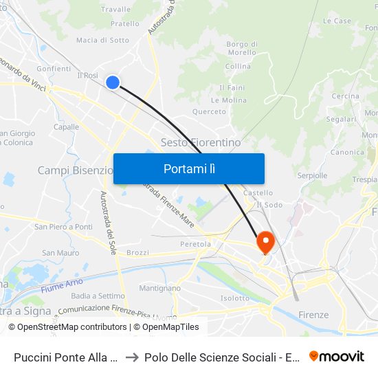 Puccini Ponte Alla Marina to Polo Delle Scienze Sociali - Edificio D4 map