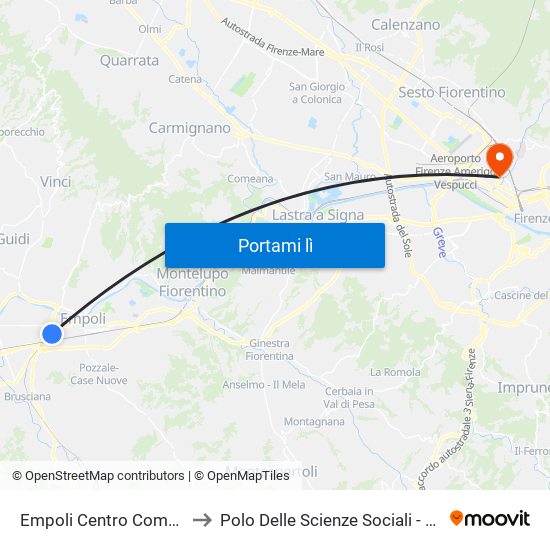 Empoli Centro Commerciale to Polo Delle Scienze Sociali - Edificio D4 map