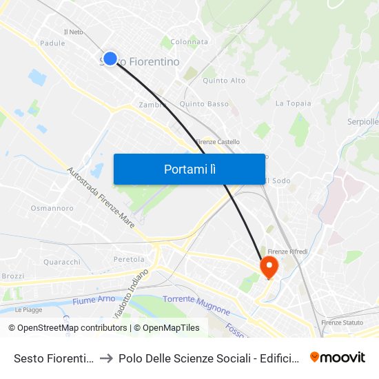 Sesto Fiorentino to Polo Delle Scienze Sociali - Edificio D4 map