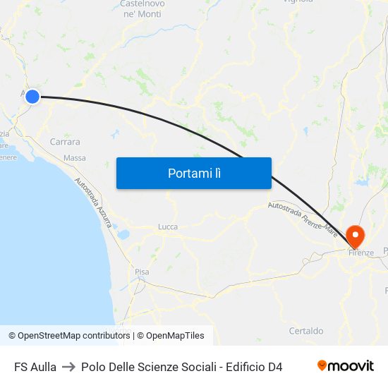 FS Aulla to Polo Delle Scienze Sociali - Edificio D4 map