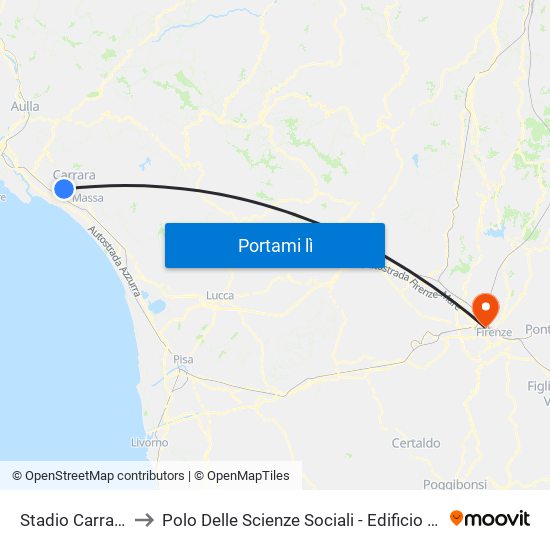 Stadio Carrara to Polo Delle Scienze Sociali - Edificio D4 map