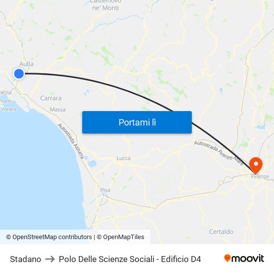 Stadano to Polo Delle Scienze Sociali - Edificio D4 map