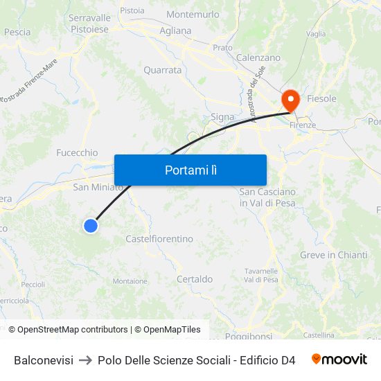 Balconevisi to Polo Delle Scienze Sociali - Edificio D4 map