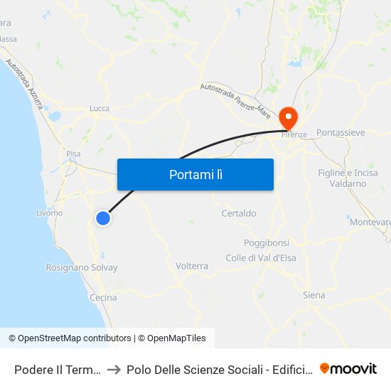 Podere Il Termine to Polo Delle Scienze Sociali - Edificio D4 map