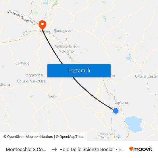 Montecchio S.Comunale to Polo Delle Scienze Sociali - Edificio D4 map