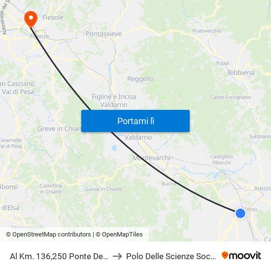 Al Km. 136,250 Ponte Della Chiana Nc.54 to Polo Delle Scienze Sociali - Edificio D4 map