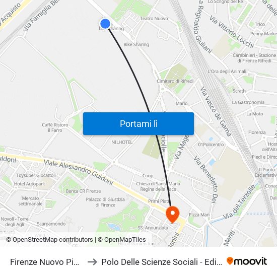 Firenze Nuovo Pignone to Polo Delle Scienze Sociali - Edificio D4 map