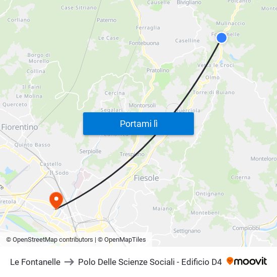 Le Fontanelle to Polo Delle Scienze Sociali - Edificio D4 map