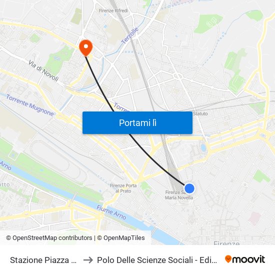 Stazione Piazza Adua to Polo Delle Scienze Sociali - Edificio D4 map