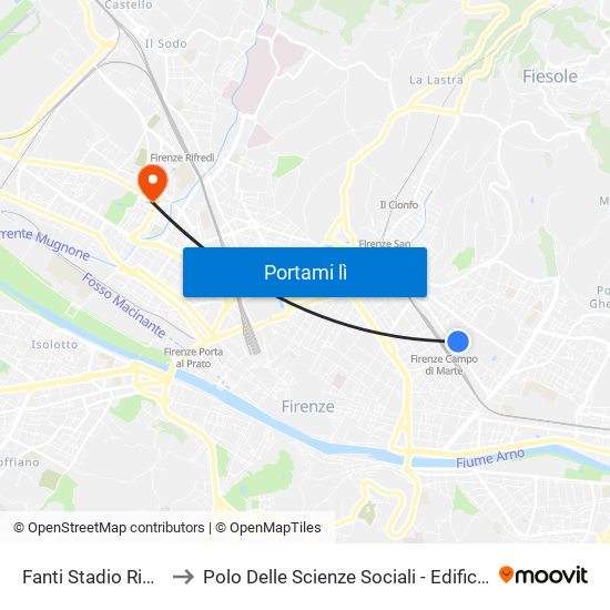 Fanti Stadio Ridolfi to Polo Delle Scienze Sociali - Edificio D4 map