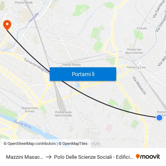 Mazzini Masaccio to Polo Delle Scienze Sociali - Edificio D4 map