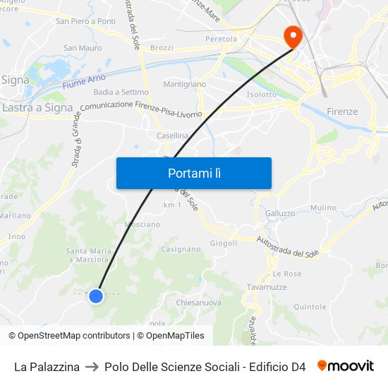 La Palazzina to Polo Delle Scienze Sociali - Edificio D4 map