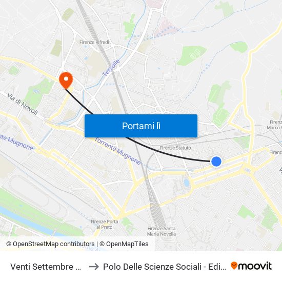 Venti Settembre Ruffini to Polo Delle Scienze Sociali - Edificio D4 map