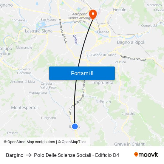 Bargino to Polo Delle Scienze Sociali - Edificio D4 map