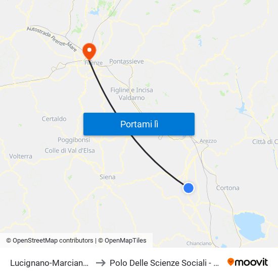 Lucignano-Marciano-Pozzo to Polo Delle Scienze Sociali - Edificio D4 map