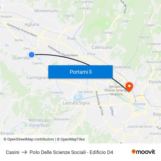 Casini to Polo Delle Scienze Sociali - Edificio D4 map