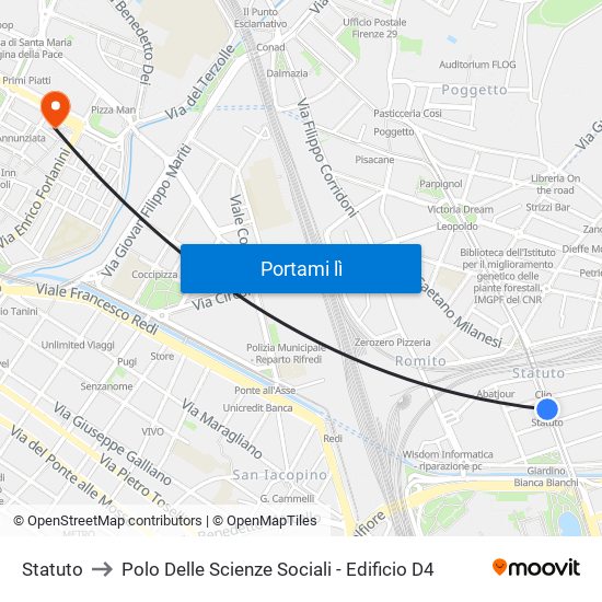 Statuto to Polo Delle Scienze Sociali - Edificio D4 map