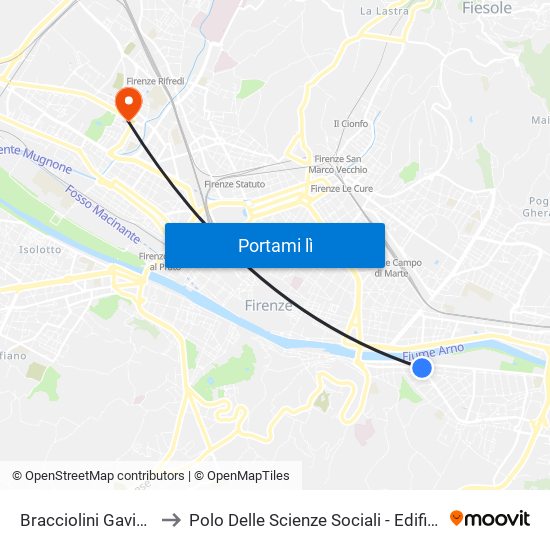 Bracciolini Gavinana to Polo Delle Scienze Sociali - Edificio D4 map