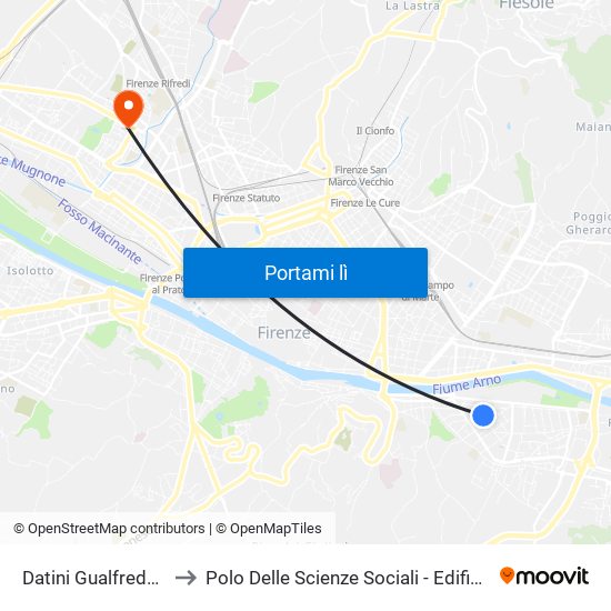 Datini Gualfredotto to Polo Delle Scienze Sociali - Edificio D4 map