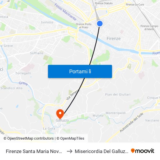 Firenze Santa Maria Novella to Misericordia Del Galluzzo map