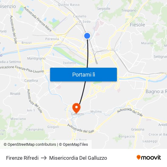 Firenze Rifredi to Misericordia Del Galluzzo map