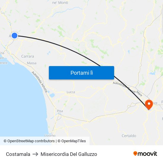 Costamala to Misericordia Del Galluzzo map