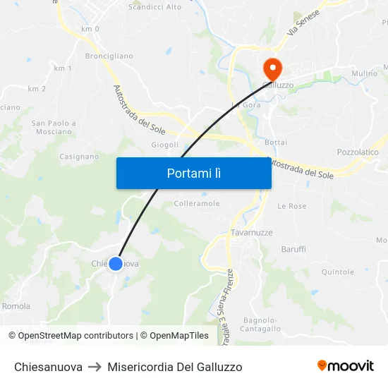 Chiesanuova to Misericordia Del Galluzzo map