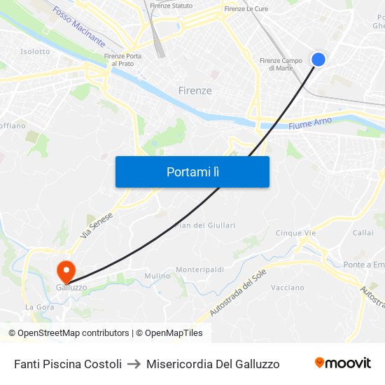 Fanti  Piscina Costoli to Misericordia Del Galluzzo map