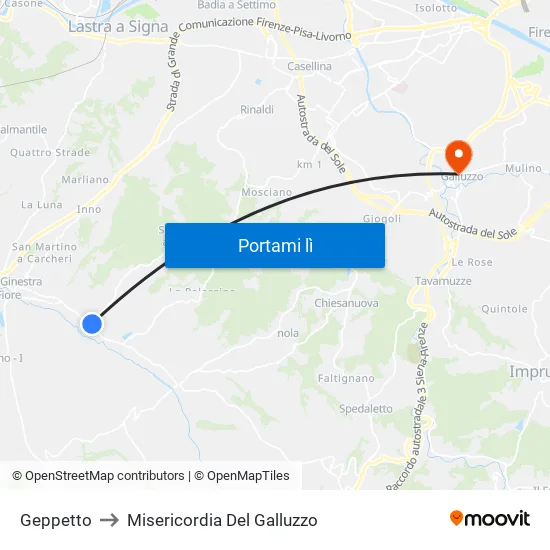 Geppetto to Misericordia Del Galluzzo map