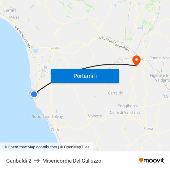 Garibaldi 2 to Misericordia Del Galluzzo map