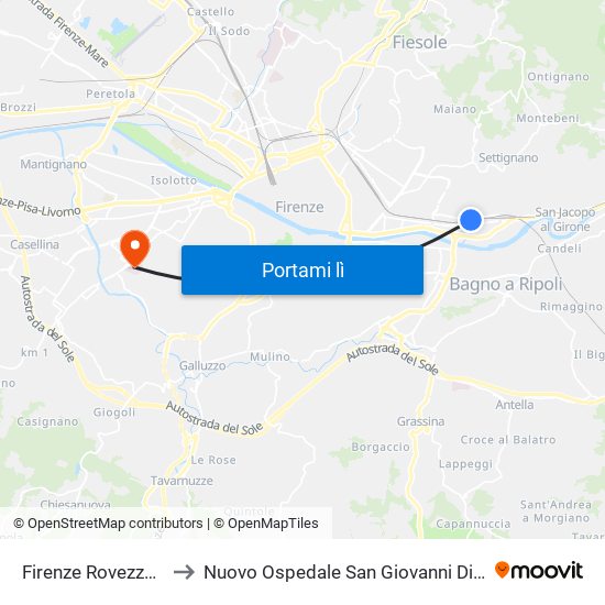 Firenze Rovezzano to Nuovo Ospedale San Giovanni Di Dio map