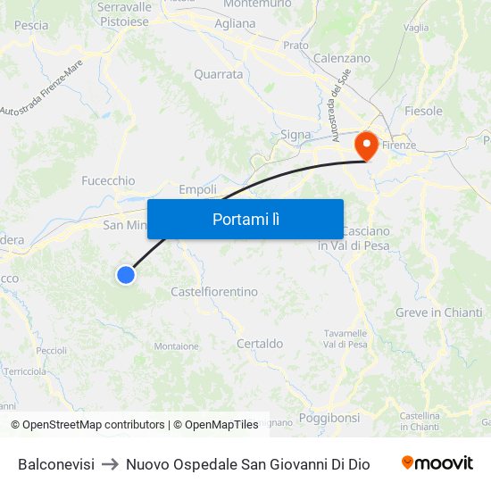 Balconevisi to Nuovo Ospedale San Giovanni Di Dio map