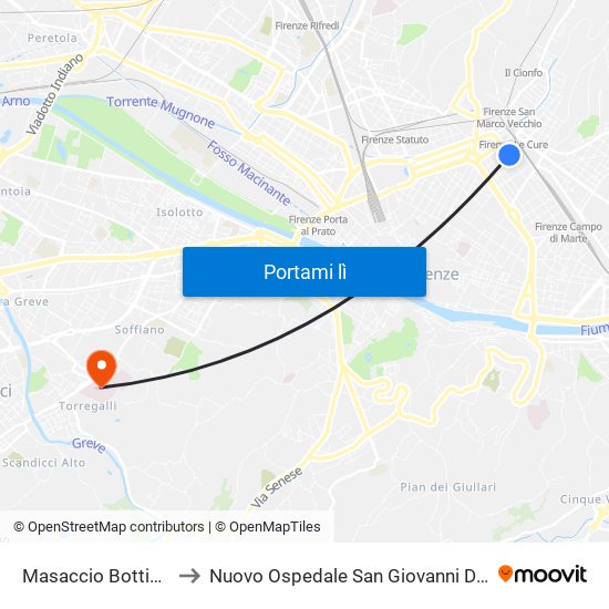 Masaccio Botticelli to Nuovo Ospedale San Giovanni Di Dio map