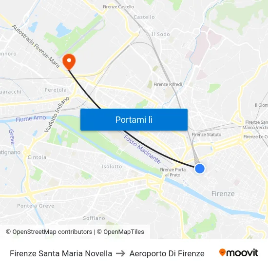 Firenze Santa Maria Novella to Aeroporto Di Firenze map