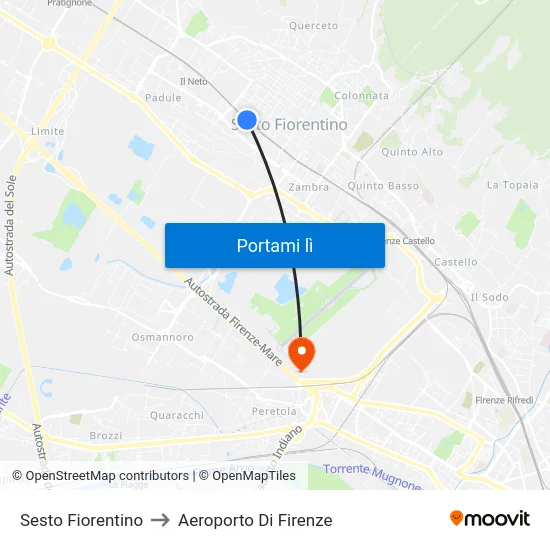 Sesto Fiorentino to Aeroporto Di Firenze map