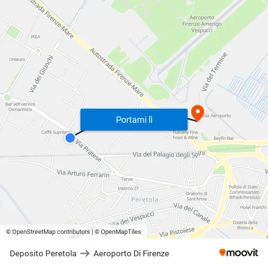 Deposito Peretola to Aeroporto Di Firenze map